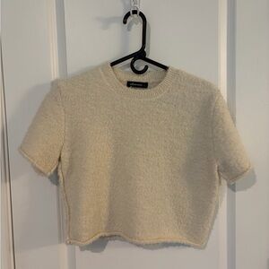 Olivaceous Cream Fuzzy Knit Pullover